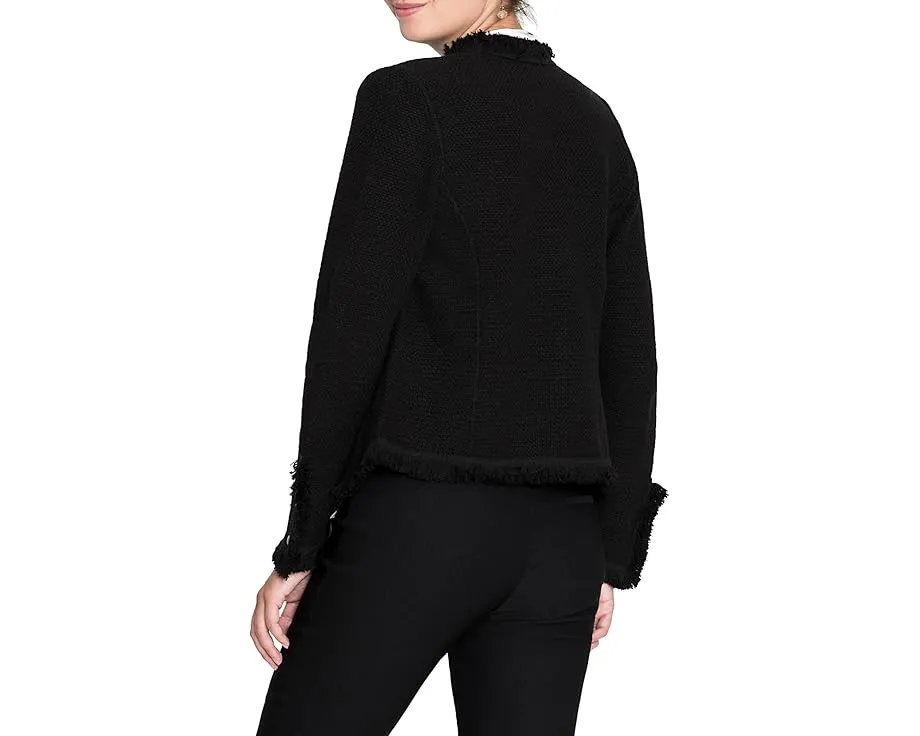 Вязаная куртка NIC+ZOE Fringe Mix с бахромой и длинными рукавами