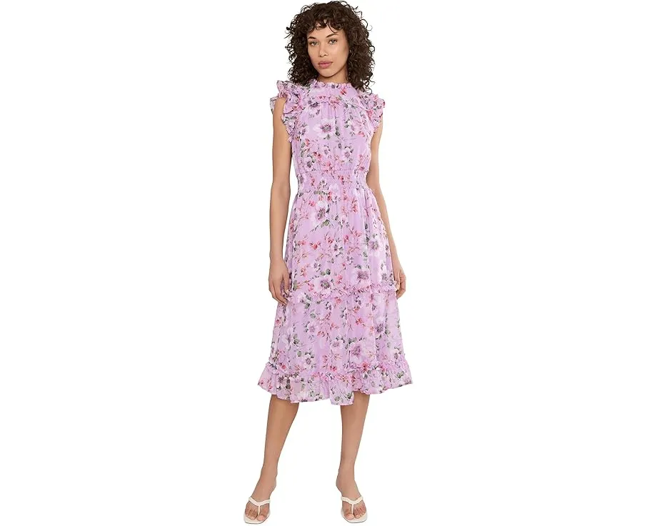 Платье миди CeCe с пышными рукавами и присборенной талией