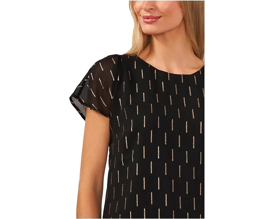 Топ CeCe Flutter Sleeve с круглым вырезом и короткими рукавами