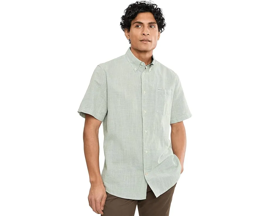 Barbour рубашка Fleming Linen Blend с коротким рукавом и клеткой