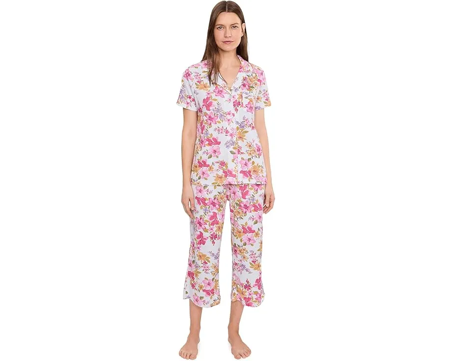 Short Sleeve Notch Top & Capri Pajama Set