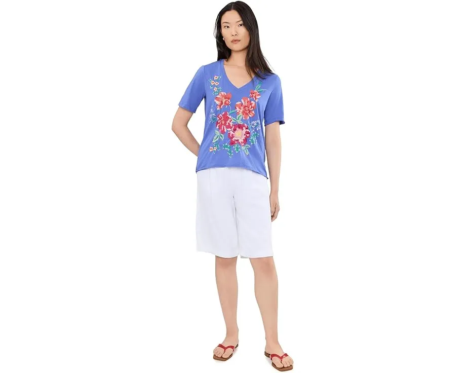 Футболка Raw Hem V Neck с принтом Celiora Johnny Was