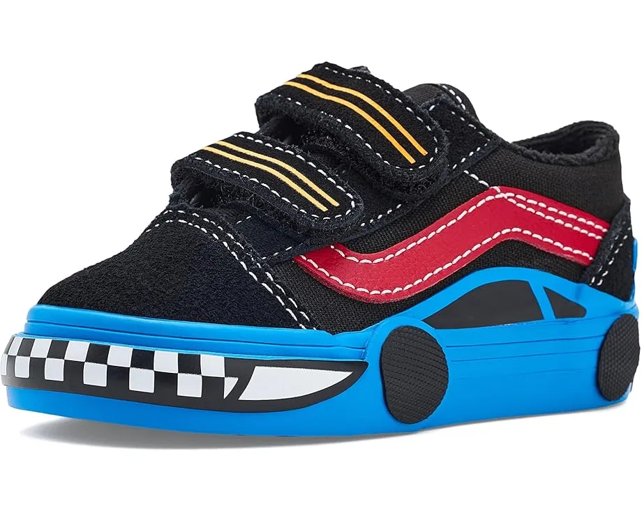 Детские кеды Vans Kids Old Skool V Car на липучке с усиленным мыском