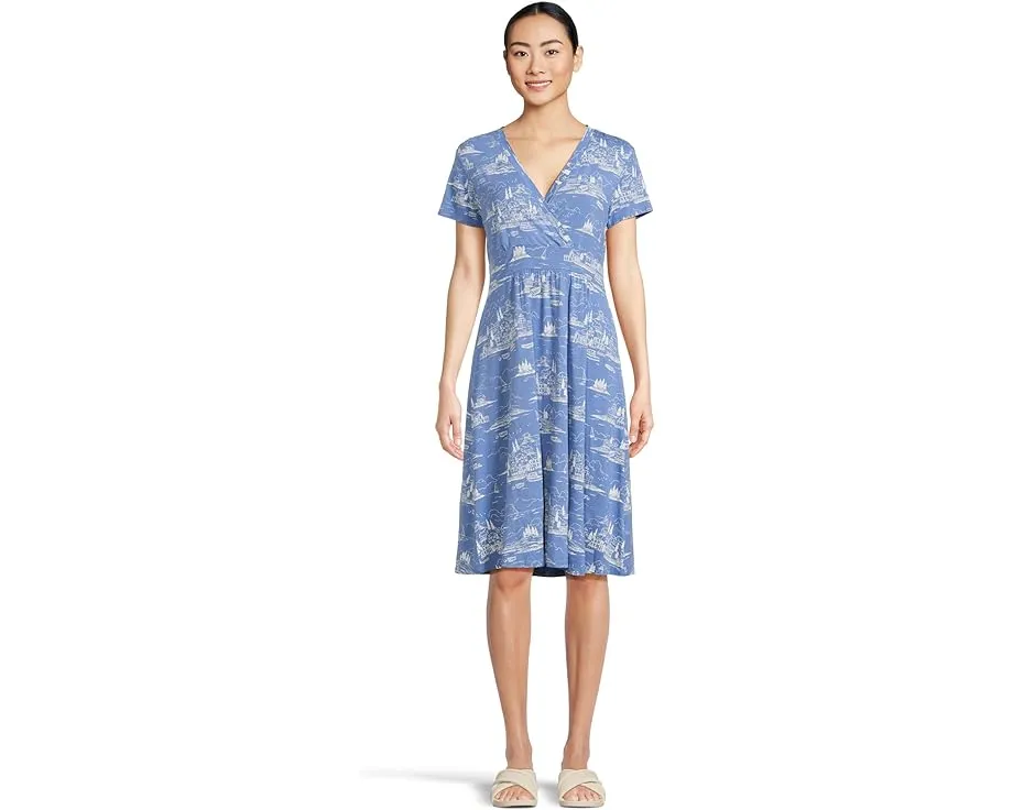 Трикотажное платье L.L.Bean Summer Knit в горошек с V-образным вырезом