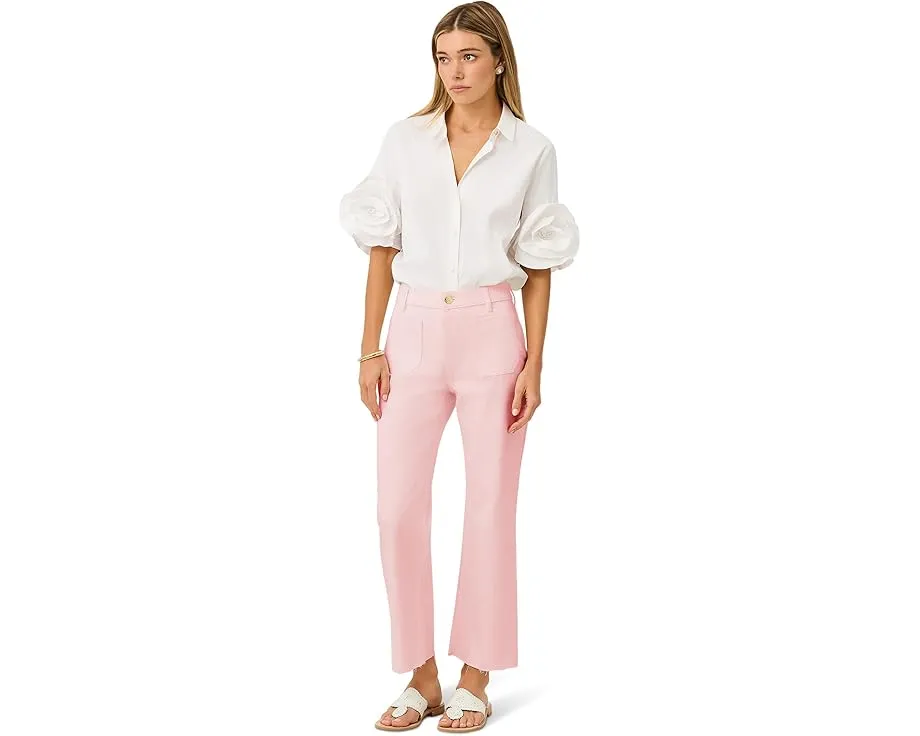 Джинсы кроп с завышенной талией Lilly Pulitzer Harleen и расклешенным низом