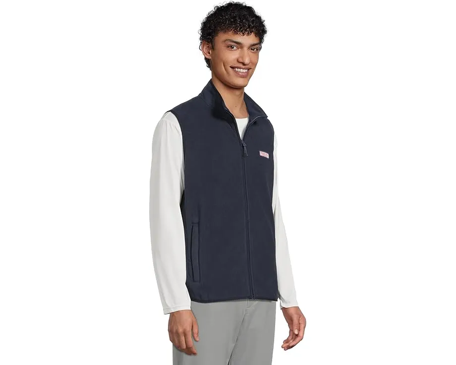 Vineyard Vines Harbor Fleece Vest с вышивкой кита и сетчатыми карманами