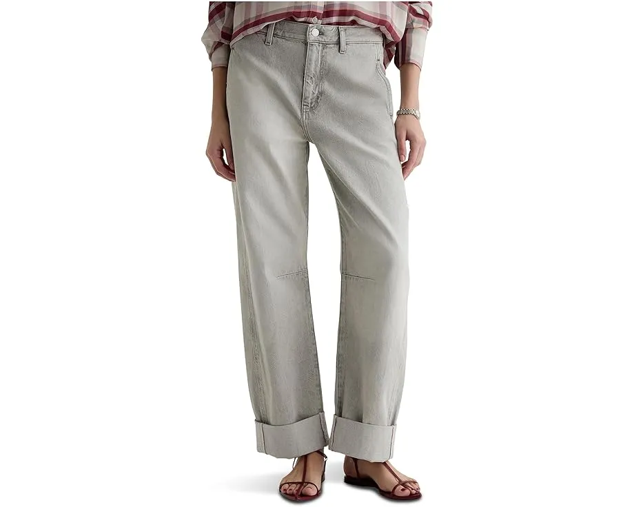Джинсы Mercer High-Rise Cuffed Barrel AG Jeans в Sensory с манжетами