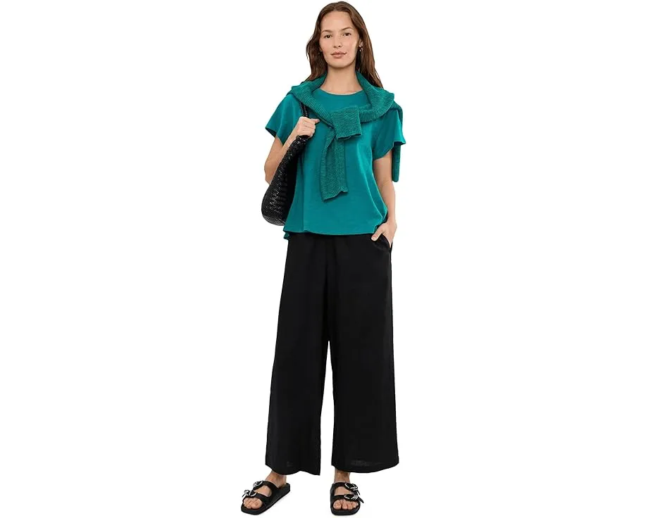 Топ Organic Cotton Slubby Jersey с круглым вырезом и короткими рукавами Eileen Fisher