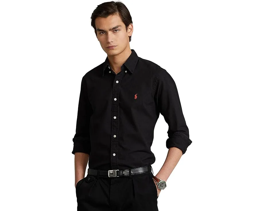 Polo Ralph Lauren рубашка Classic Fit Garment Dyed Oxford Polo Black