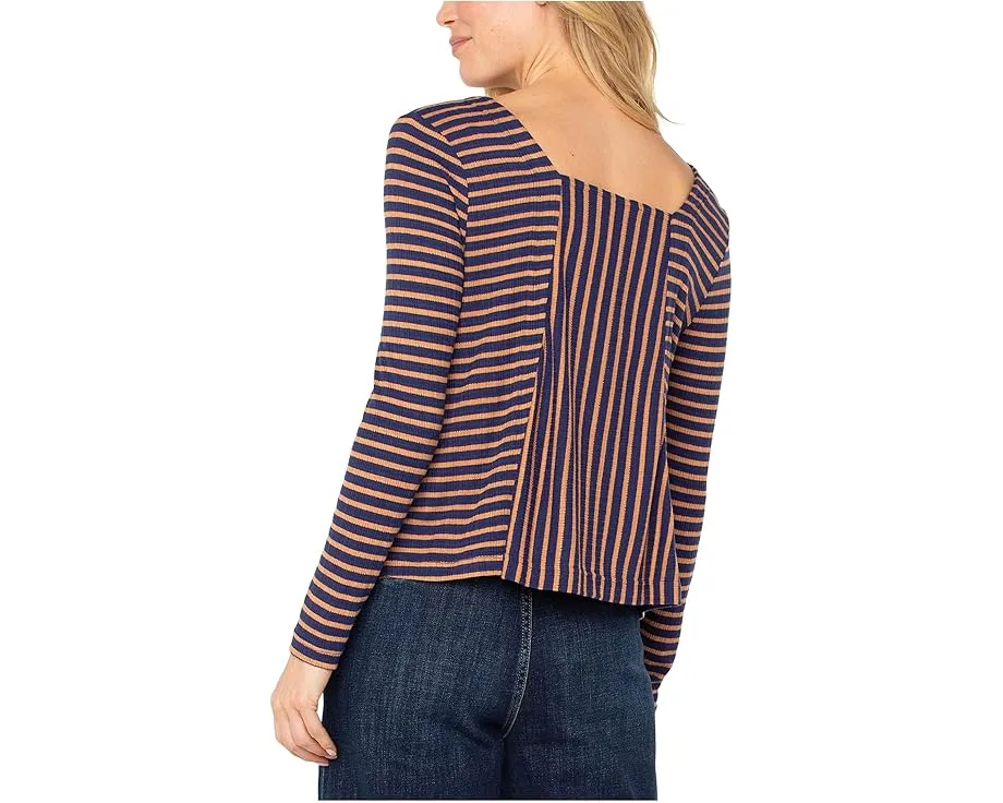 Топ Liverpool Los Angeles с квадратным вырезом и длинным рукавом в полоску