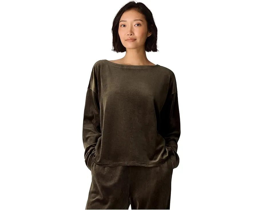 Уютный топ из велюра с бат-горловиной и свободным кроем Eileen Fisher