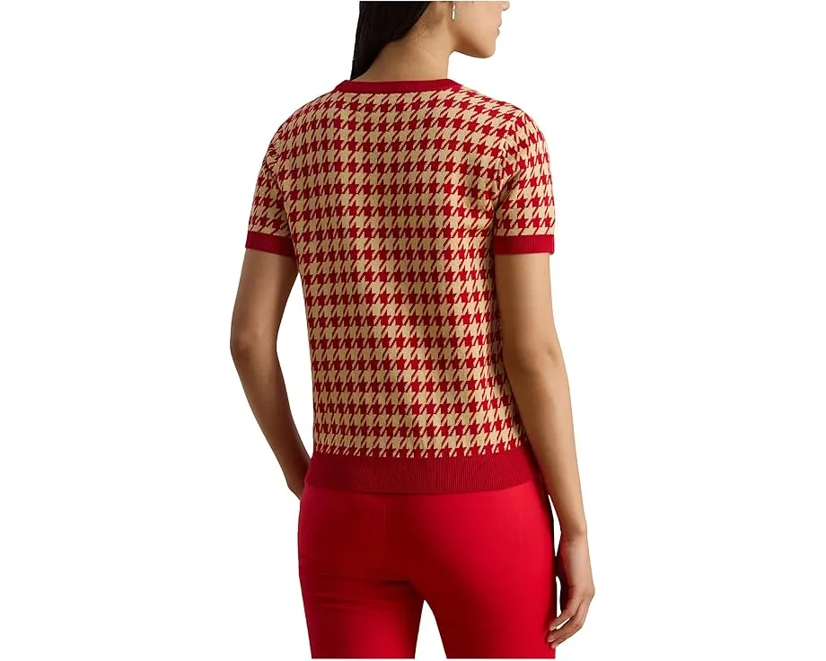 Свитер Lauren Ralph Lauren с коротким рукавом и узором «гусиная лапка»