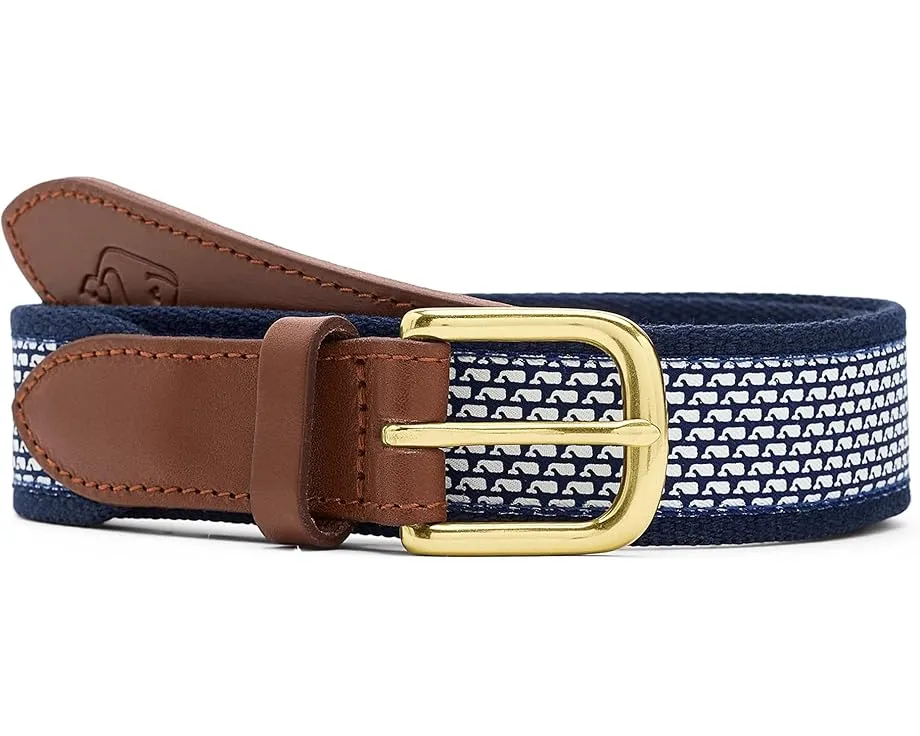 Ремень Vineyard Vines Kids Micro Whale Classic Canvas Club с узором кита