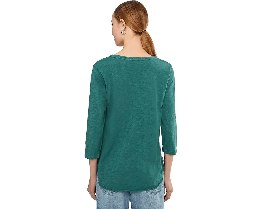 Футболка Mod-o-doc с рукавом 3/4, V-образным вырезом и изогнутым подолом