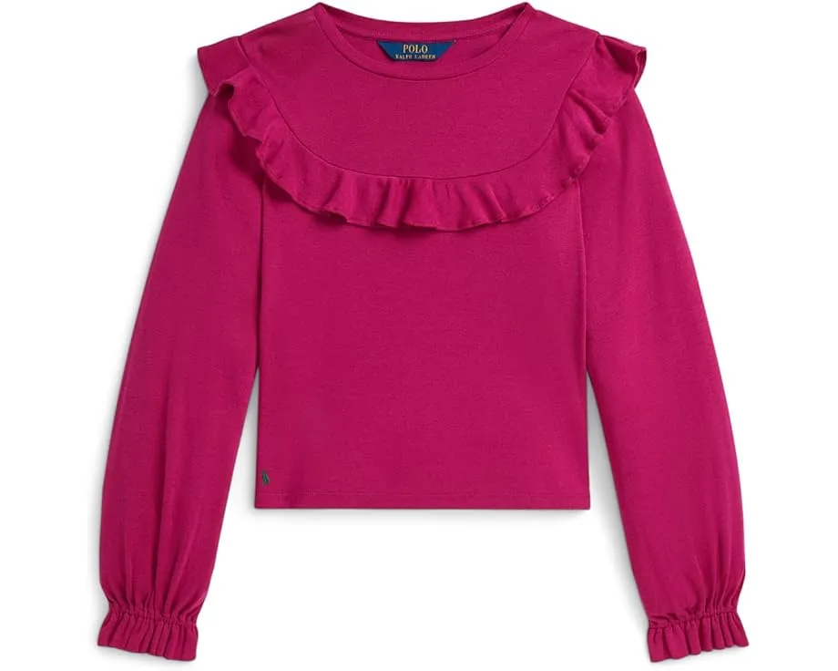Топ Polo Ralph Lauren Kids с рюшами из хлопка и модала для детей старшего возраста
