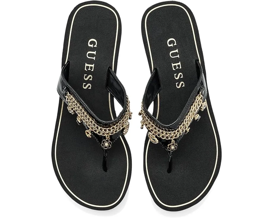 Сандалии GUESS Sutton с клиновидным каблуком и декоративными цепочками