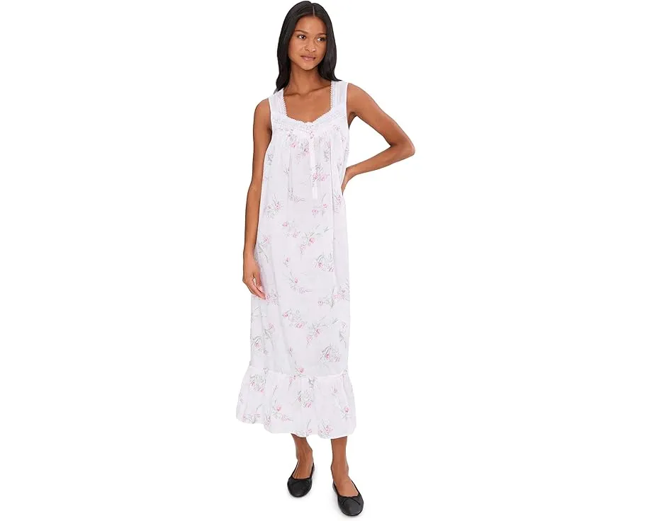 Балетная ночная сорочка Eileen West без рукавов из хлопкового батиста