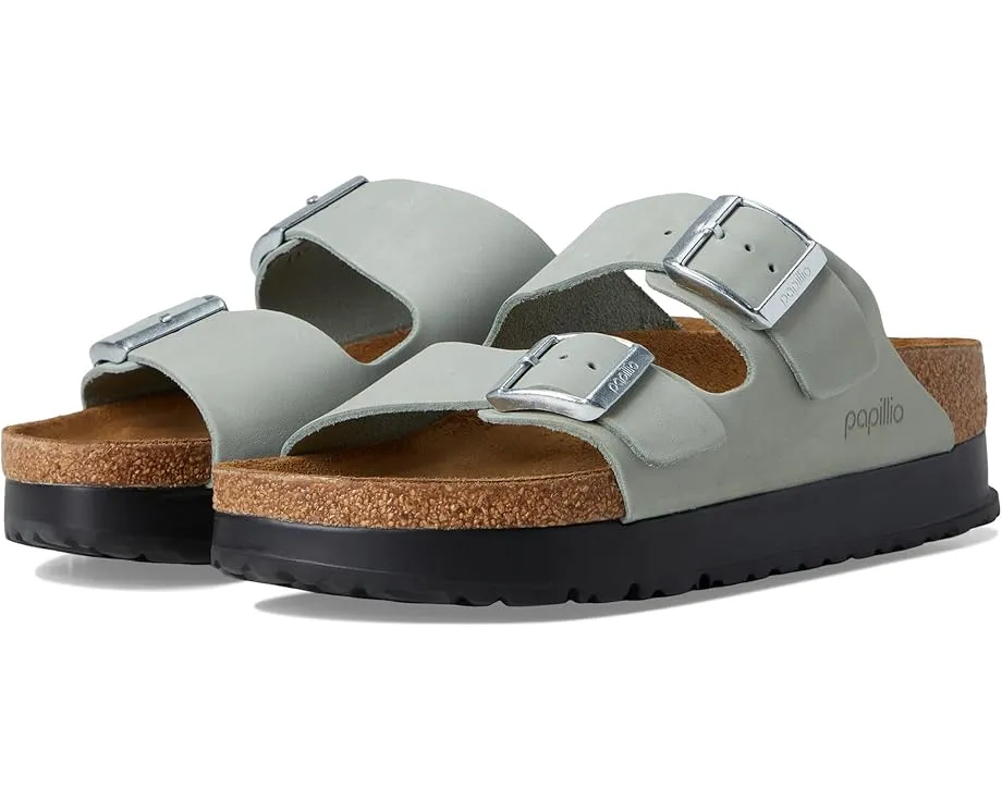 Сандалии Birkenstock Arizona Platform из нубука с пробково-латексной стелькой