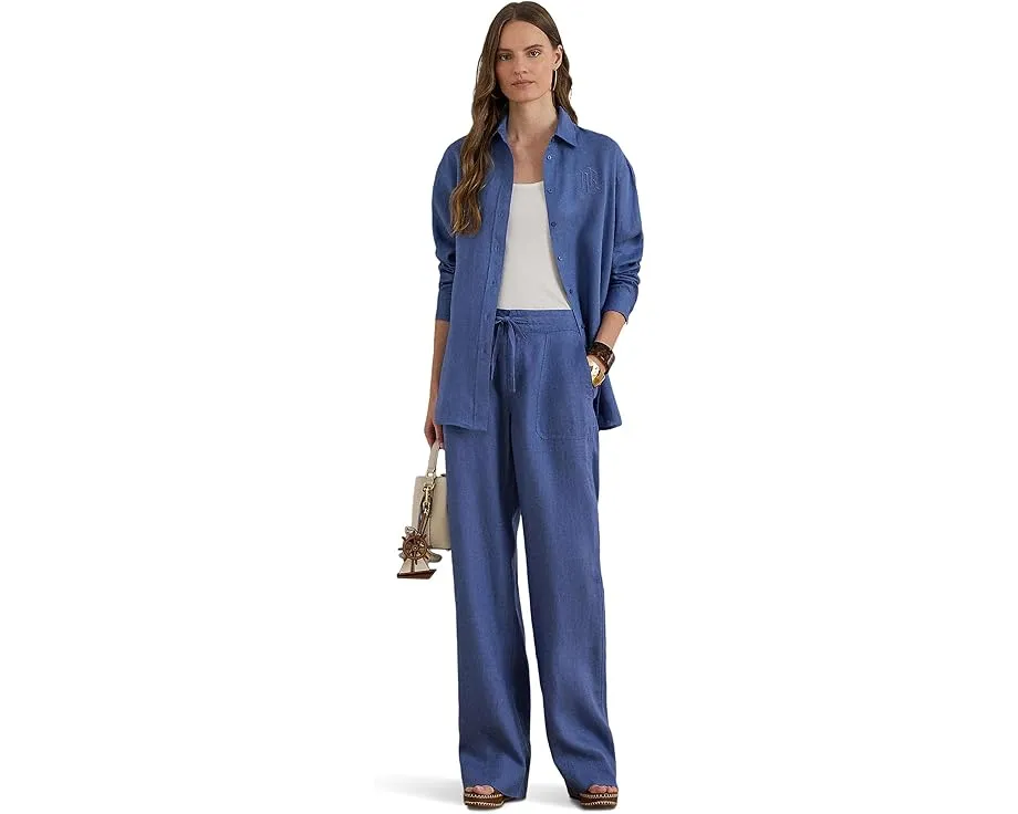 Широкие брюки из льна с эластичным поясом от Lauren Ralph Lauren