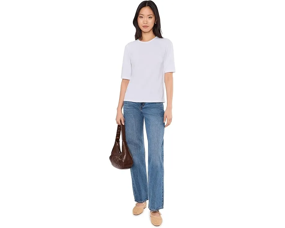 Топ Eileen Fisher с рукавом три четверти и круглым вырезом из стрейч-джерси