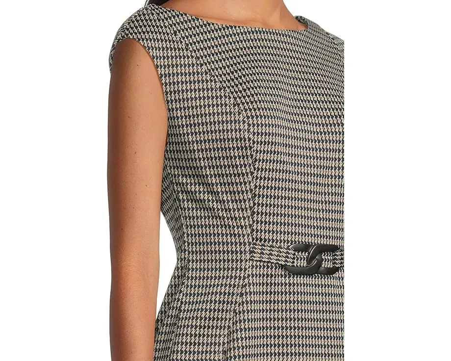 Приталенное платье Cap Sleeve Ponte с поясом Calvin Klein
