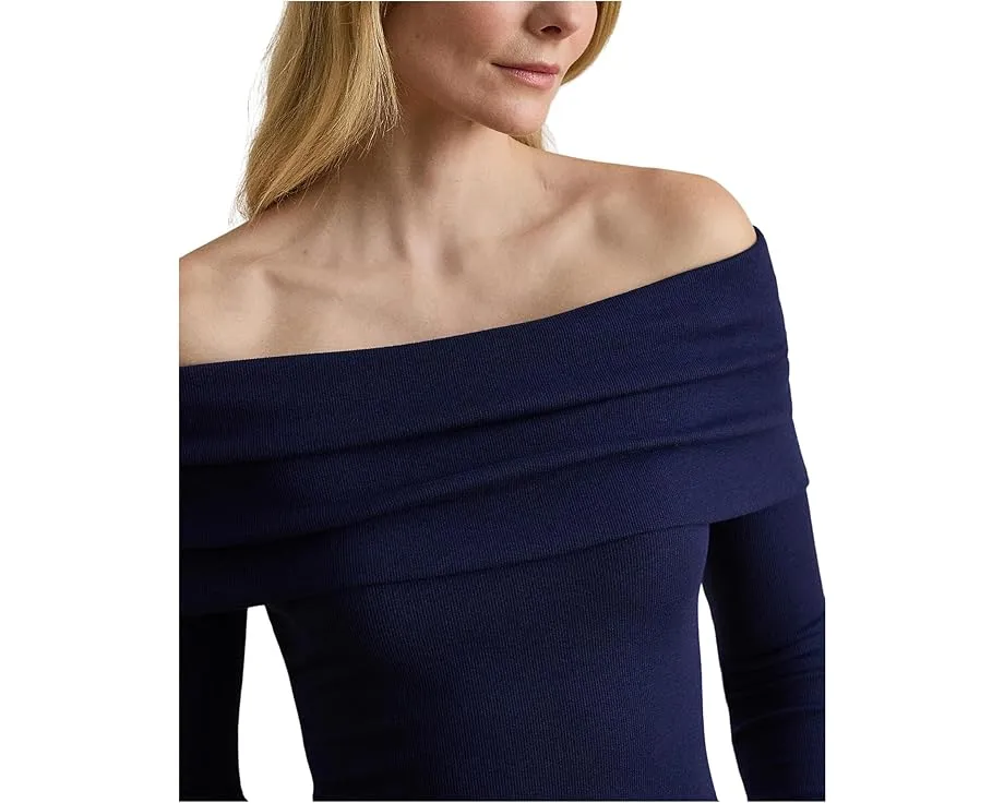 Топ Ribbed Cotton-Blend Off-The-Shoulder с открытыми плечами Lauren Ralph Lauren