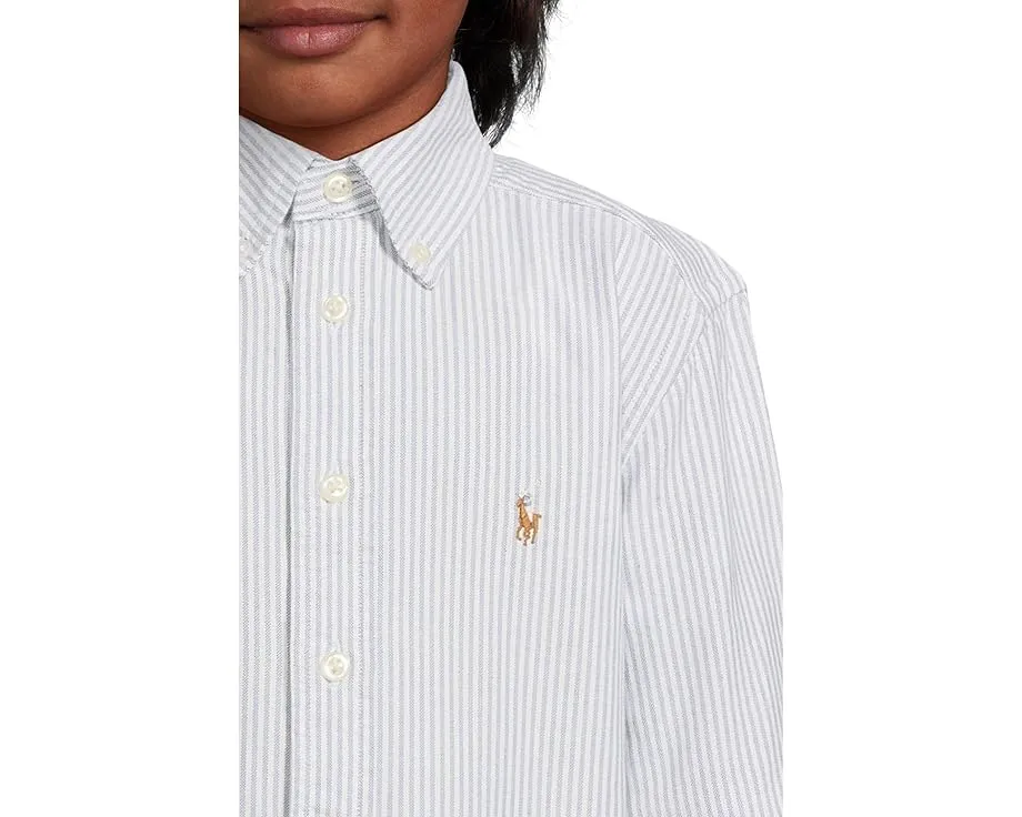 Рубашка Polo Ralph Lauren Kids из хлопкового оксфорда в полоску для старших детей