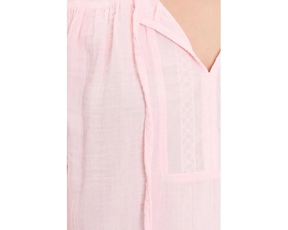 Long Sleeve Flowy Top with Lace Yoke