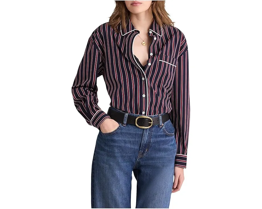 Рубашка Madewell Effortless Shirt с отложным воротником и нагрудным карманом
