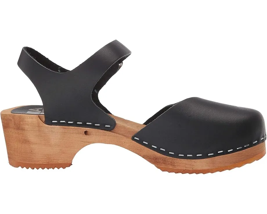 Кожаные сабо MIA Sofia с деревянной платформой и ремешком на щиколотке