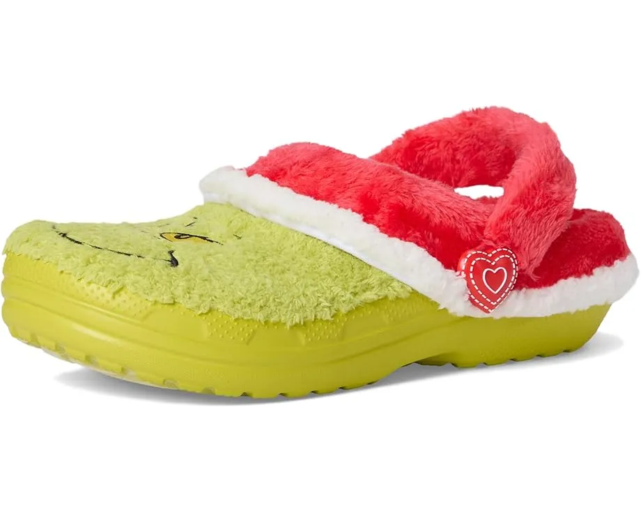 Теплые детские сабо Crocs Kids с подкладкой в стиле Гринча