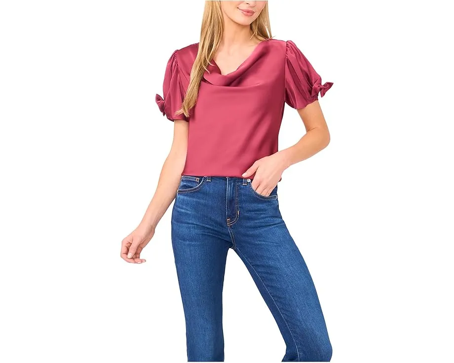 Блузка CeCe с капюшоном и короткими рукавами-пузырьками