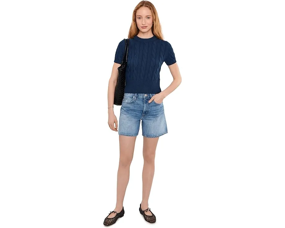 Свитер 525 america Sky Cable Crew Neck Pullover с рельефным узором и короткими рукавами