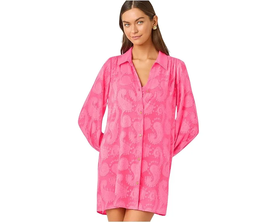 Кардиган-накидка Lilly Pulitzer Sadira Clip с воротником и плиссировкой на спинке