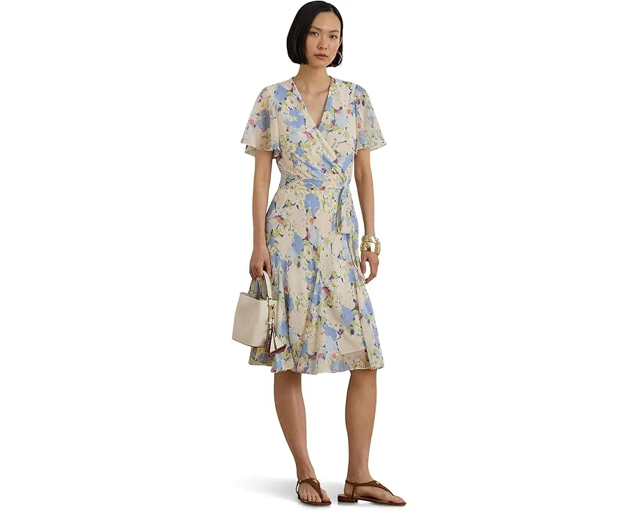 Платье Floral Crinkle Georgette Surplice от Lauren Ralph Lauren