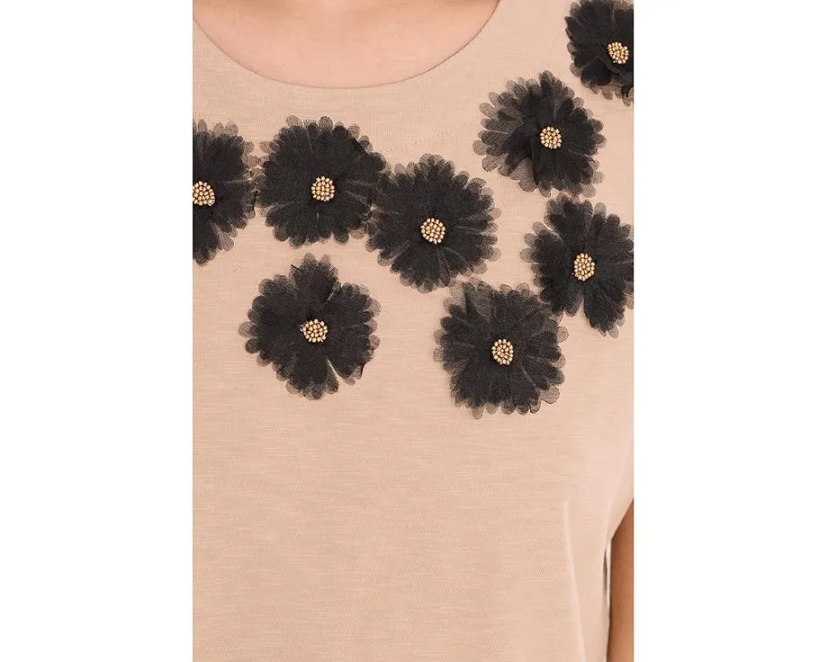 Топ NIC+ZOE Petite без рукавов с аппликацией из органзы и бисером