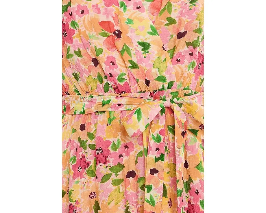 Wrap Front Short Sleeve Midi Dress