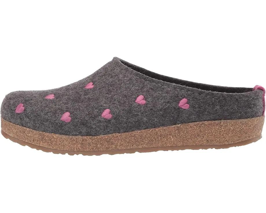 Тапочки-клоги Haflinger Cuoricini с пробковой стелькой и сердечками