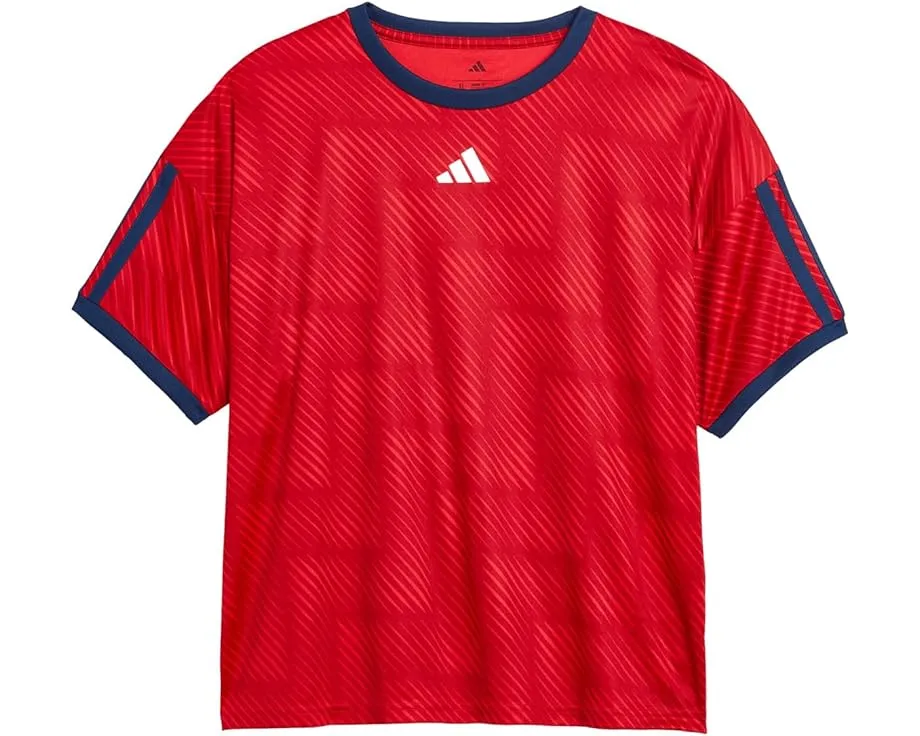 Топ adidas Kids Aop World Soccer с дизайном Чемпионата мира из переработанного полиэстера