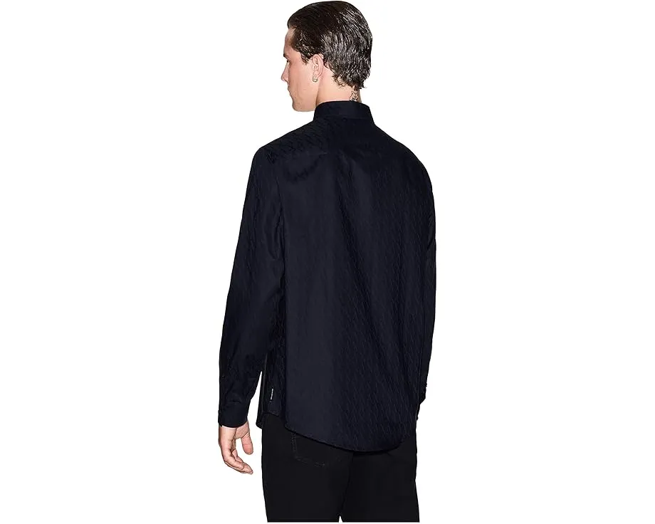 Рубашка Armani Exchange Cotton Jacquard Button Down с жаккардовым принтом