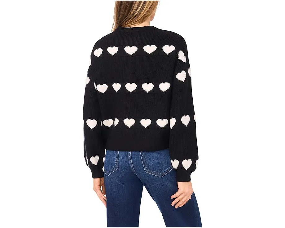 Свитер CeCe с жаккардовым узором в виде сердец и воротником-гольф