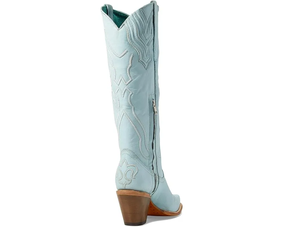 Высокие сапоги Corral Z5254 с вышивкой baby blue и квадратным каблуком