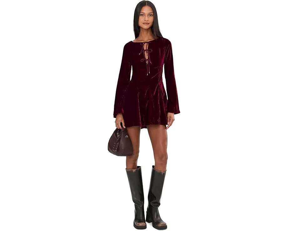 Мини-платье Free People Linney Velvet Mini из бархата с V-образным вырезом