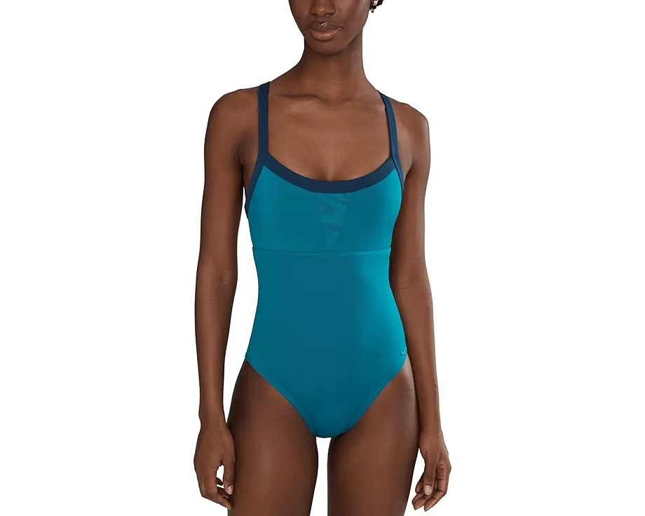 Цельный купальник Nike Bold Color Block V-back с сетчатыми вставками