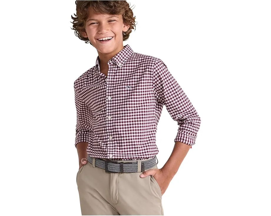 Рубашка Skysail из перформанс хлопка в клетку с технологией охлаждения Vineyard Vines Kids