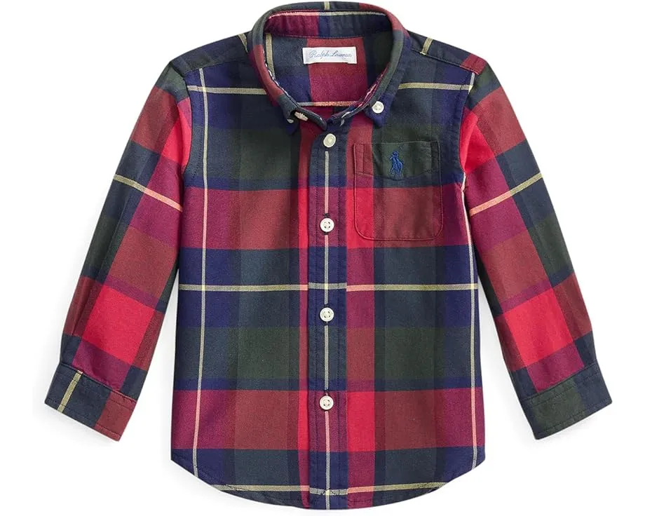 Рубашка Polo Ralph Lauren Kids Plaid Cotton Oxford для младенцев в клетку