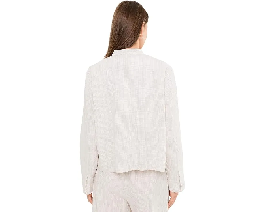Куртка Organic Cotton Pucker Check с мандариновым воротником EILEEN FISHER