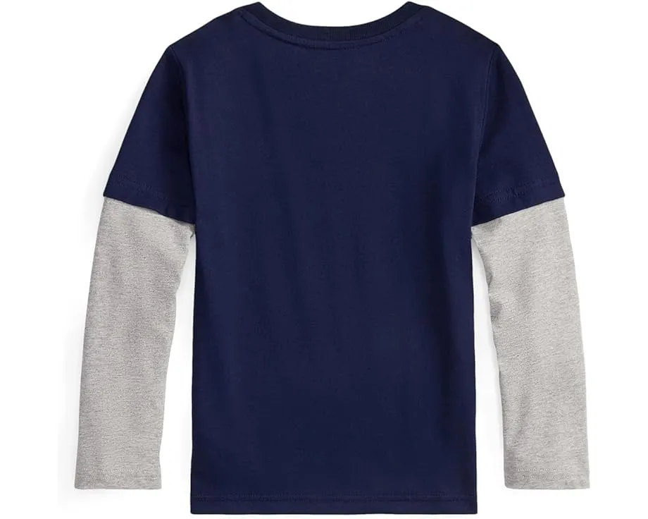 Хлопковая футболка Logo с эффектом слоев Polo Ralph Lauren Kids для малышей и младших детей