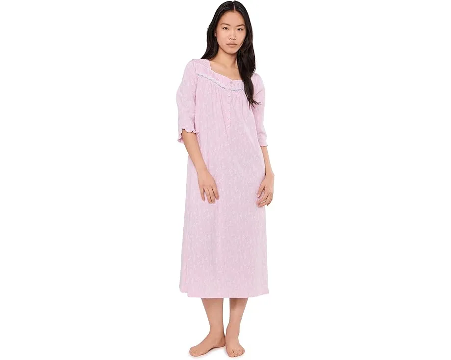 Eileen West ночное платье из хлопка с рукавами 3/4