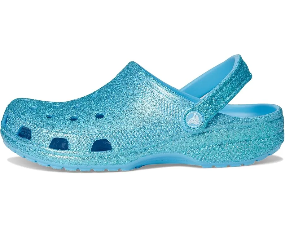 Кроксы Classic Clog с блестками и регулируемым ремешком